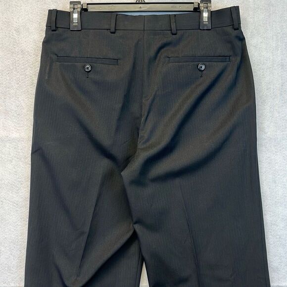 STAFFORD Men’s Dress Pants Classic Fit Flex Waist Black 32x32 Travel Work EUC - Picture 9 of 11